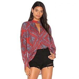 Free People Walking On A Dream Tunic Top Long Sleeve Keyhole Neck Size L